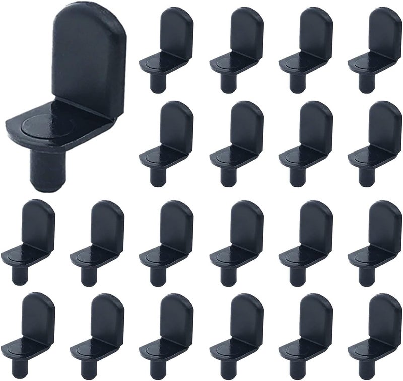 MYYZMY Shelf pins, 40pcs L-Shaped Clips 1/4 Inch Shelf Support Pegs for Glass Supports, with Rubber Sleeve Black - Image 1